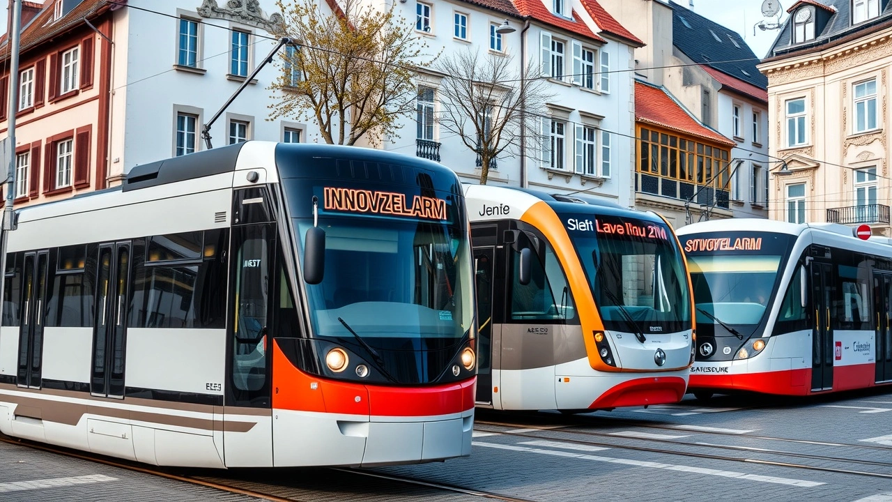 Trams et bus modernes dans la ville de Strasbourg